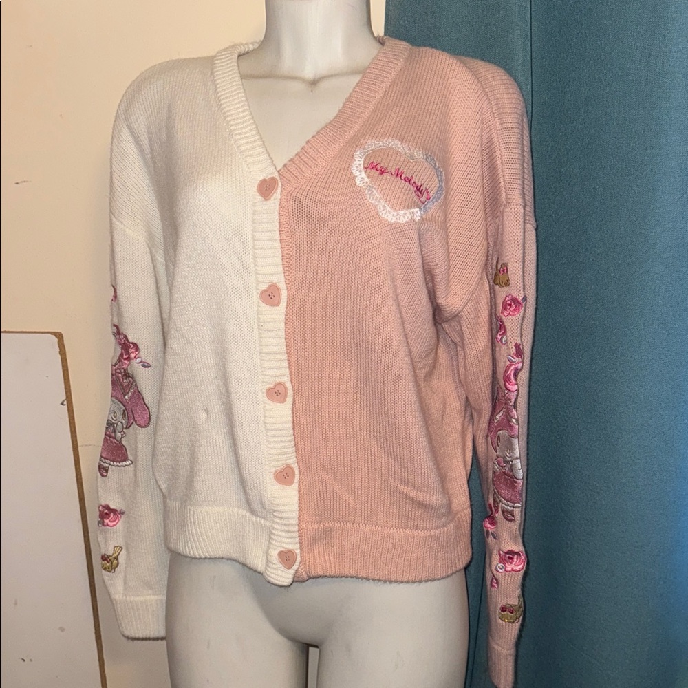 Sanrio Pink and Cream Cardigan Sweater